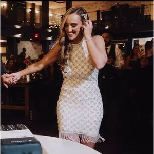 Liv Foster Beaded Halterneck Mini Dress, Size 4